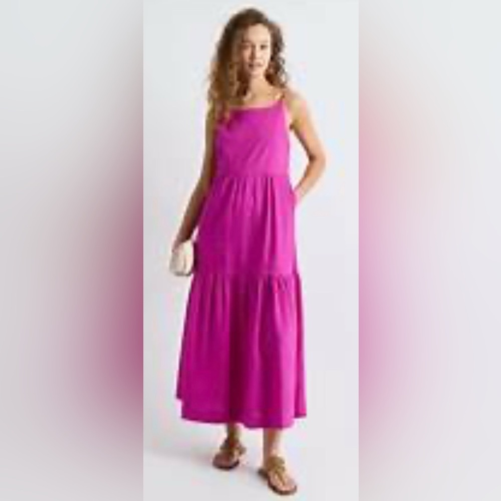 NWT RW&CO. Square Neck Linen-Blend Maxi Dress